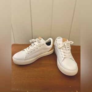 Vessi White and Tan Sneakers